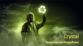  Presentation with nuclear weapons and gas mask - PPT layouts featuring chemistry reactor - image of man in gas background and a  colored foreground