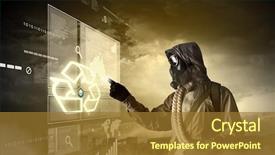  Presentation with gas - Slide set enhanced with chemistry reactor - image of man in gas background and a tawny brown colored foreground