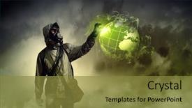  Presentation with gas - PPT theme consisting of chemistry reactor - image of man in gas background and a gold colored foreground