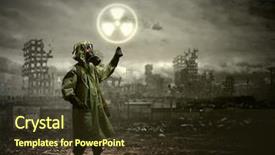  Presentation with radioactivity - Cool new slide set with chemistry reactor - image of man in gas backdrop and a  colored foreground