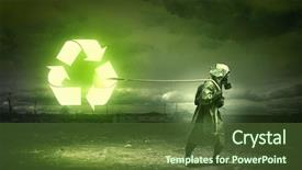  Presentation with nuclear - Beautiful presentation theme featuring chemistry reactor - man in respirator against nuclear backdrop and a tawny brown colored foreground