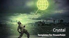  Presentation with nuclear - Slide deck with chemistry reactor - man in respirator against nuclear background and a wine colored foreground