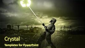  Presentation with nuclear disaster - Cool new slides with chemistry reactor - stalker against nuclear background disaster backdrop and a tawny brown colored foreground