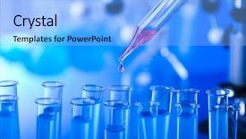  Presentation with pipette - Cool new PPT theme with medical test experiment - laboratory pipette backdrop and a light blue colored foreground