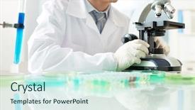  Presentation with plant tissue culture laboratory - Cool new presentation design with parts research - young clinician looking into microscope backdrop and a cool aqua colored foreground
