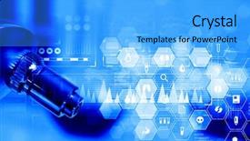  Presentation with chemistry media - PPT theme consisting of chemistry still life mixed media background and a light blue colored foreground