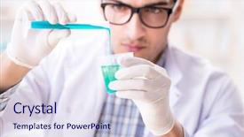  Presentation with chemistry - Cool new presentation with chemistry student doing chemical experiments backdrop and a sky blue colored foreground