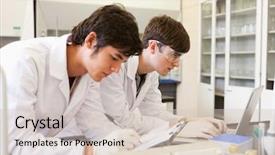  Presentation with report writing social mediaa - Colorful theme enhanced with chemistry students writing a report backdrop and a  colored foreground