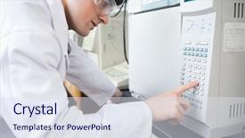  Presentation with furnace - Theme featuring chemistry technology - science student using a laboratory background and a sky blue colored foreground