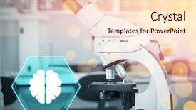 Presentation with microscope - Cool new PPT layouts with chemistry template - brain against microscope in laboratory backdrop and a lemonade colored foreground