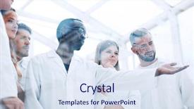  Presentation with lab google - Beautiful slides featuring chemists working in protective suits backdrop and a sky blue colored foreground