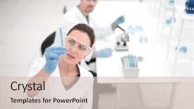  Presentation with plant tissue culture laboratory - Cool new PPT theme with chemists working in the laboratory backdrop and a lemonade colored foreground