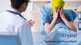  Presentation with cancer - PPT layouts with chemotherapy - cancer patient visiting doctor background and a light blue colored foreground