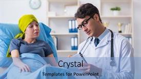  Presentation with chemotherapy - Beautiful theme featuring chemotherapy - cancer patient visiting doctor backdrop and a light blue colored foreground