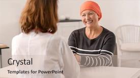  Presentation with chemotherapy - Cool new slides with chemotherapy - mature woman with cancer visiting backdrop and a soft green colored foreground