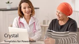  Presentation with chemotherapy - Cool new PPT theme with chemotherapy - mature woman with cancer visiting backdrop and a soft green colored foreground