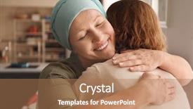  Presentation with cancer uterin - Presentation theme with chemotherapy - woman hugging her mother background and a coral colored foreground