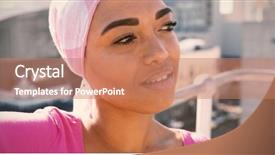  Presentation with hero man and women - Beautiful slides featuring chemotherapy - women wearing mantra scarf backdrop and a coral colored foreground