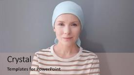 Presentation with chemotherapy - Beautiful presentation theme featuring chemotherapy - young woman with cancer backdrop and a soft green colored foreground