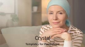  Presentation with chemotherapy - Slides having chemotherapy - young woman with cancer background and a coral colored foreground