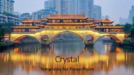  Presentation with china - Presentation having chengdu china at anshun bridge background and a gold colored foreground