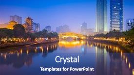  Presentation with china - Beautiful slide deck featuring chengdu china cityscape backdrop and a ocean colored foreground