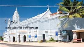  Presentation with village india - PPT theme featuring chennai - catholic church in village near background and a light blue colored foreground
