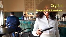  Presentation with pov - Audience pleasing PPT theme consisting of cheque - pov close up of waitress backdrop and a tawny brown colored foreground