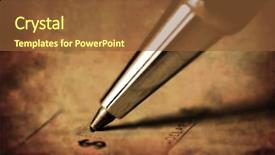  Presentation with writing pen - Cool new PPT layouts with cheque book - pen writing on antique check backdrop and a tawny brown colored foreground