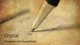  Presentation with writing pen - Slide set consisting of cheque book - pen writing on antique check background and a yellow colored foreground