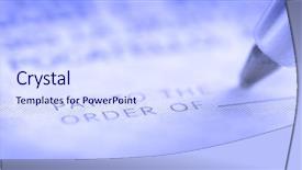  Presentation with writing pen - Slide set featuring cheque book - person writing check with pen background and a  colored foreground