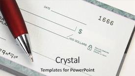  Presentation with business book - Presentation theme with cheque book with pen background and a white colored foreground