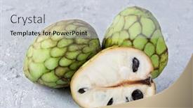  Presentation with fruits - PPT layouts consisting of cherimoya-fruits-on-a-grey background and a lemonade colored foreground