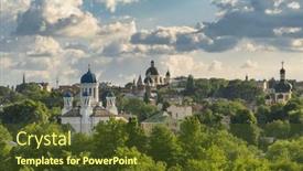  Presentation with shapes - PPT theme with chernivtsi-cityscape-in-summer-ukraine background and a  colored foreground