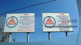  Presentation with checkpoint - Slide deck consisting of chernobyl-area-entrance-checkpoint-dityaki background and a light blue colored foreground