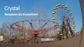  Presentation with pripyat - Presentation theme having chernobyl area lost city pripyat background and a teal colored foreground