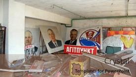  Presentation with propaganda - Cool new PPT theme with chernobyl-ukraine-april-25-2009 backdrop and a coral colored foreground