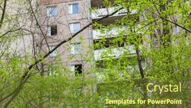  Presentation with pripyat - Beautiful presentation design featuring chernobyl-zone-abandoned-houses backdrop and a tawny brown colored foreground