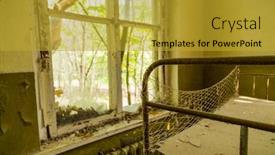  Presentation with pripyat - Presentation design featuring chernobyl zone school in the city of pripyat in ukraine exclusion zone background and a gold colored foreground