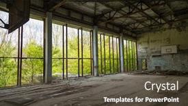  Presentation with chernobyl - Presentation design with chernobyl-zone-swimming-pool background and a dark gray colored foreground