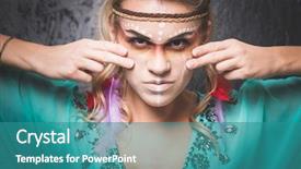  Presentation with american indian - Beautiful slide set featuring cherokee - american indian with paint face backdrop and a teal colored foreground