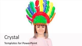  Presentation with indian feathers - Beautiful presentation theme featuring cherokee - pretty child with colorful indian backdrop and a sky blue colored foreground