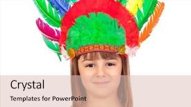  Presentation with indian feathers - Presentation having cherokee - pretty child with colorful indian background and a lemonade colored foreground