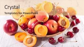  Presentation with peach jam or jelly - Slides featuring cherries apricots - apricot with cherry and peach background and a lemonade colored foreground