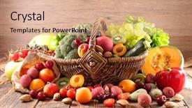 Presentation with fruit - Amazing slide deck having cherries apricots - basket with fruit and vegetable backdrop and a  colored foreground