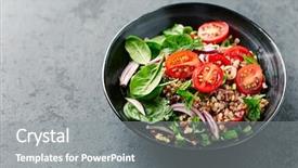  Presentation with healthy nutrition - Amazing slide set having cherries free - buckwheat salad with juicy cherry backdrop and a gray colored foreground