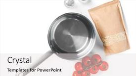  Presentation with quinoa tech - Slide set having cherries free - composition with raw quinoa kitchen background and a light gray colored foreground