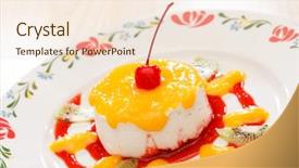  Presentation with dessert - Presentation design featuring crosswalk road sign pedestrian signs background and a ocean colored foreground