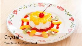  Presentation with dessert - Amazing PPT theme having cherries free - panna cotta dessert for kids backdrop and a coral colored foreground