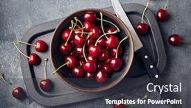  Presentation with bowl - Colorful presentation design enhanced with cherries-in-a-small-bowl backdrop and a dark gray colored foreground